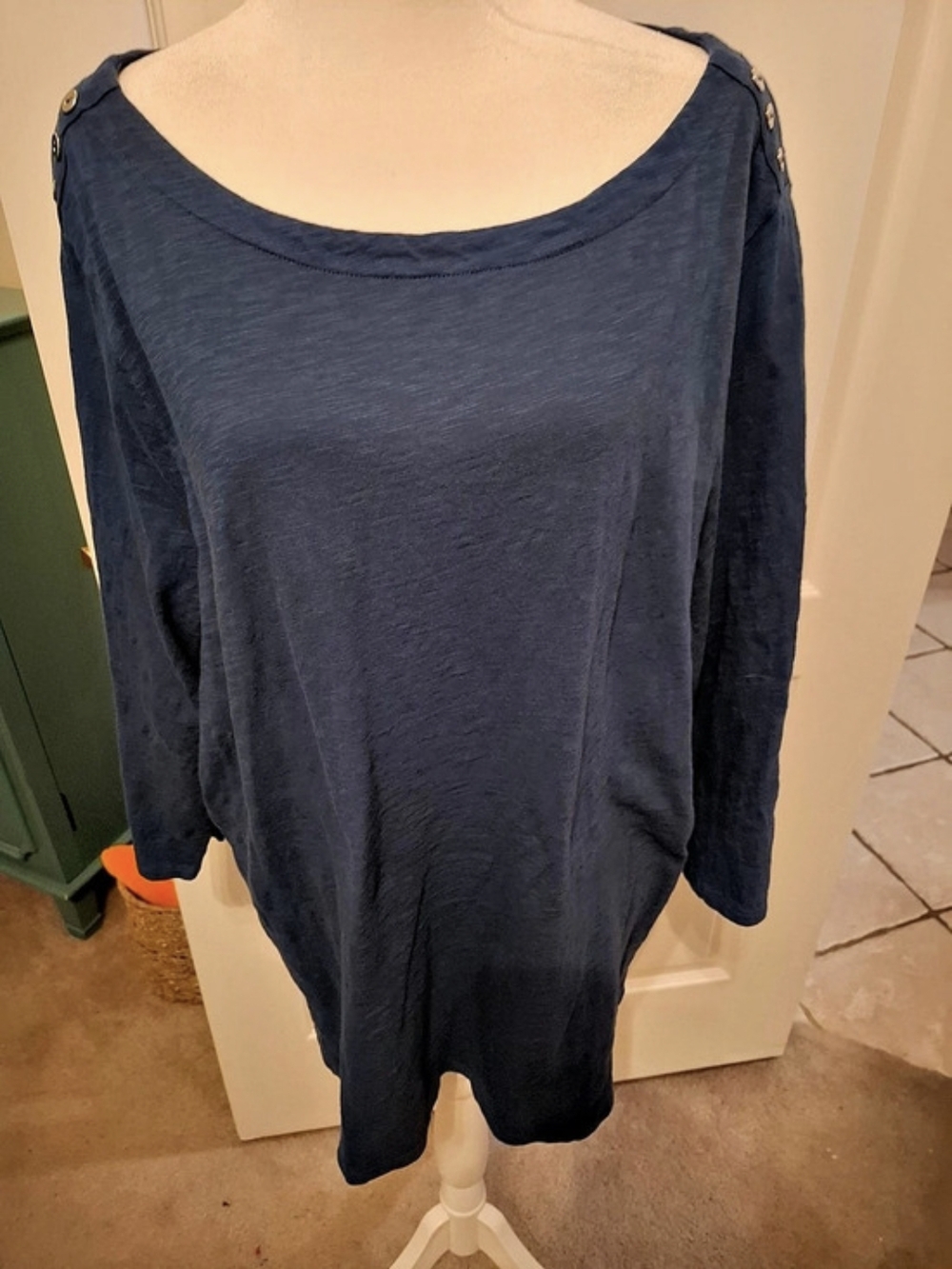 Chico's Blue Cotton Long Sleeve Tunic